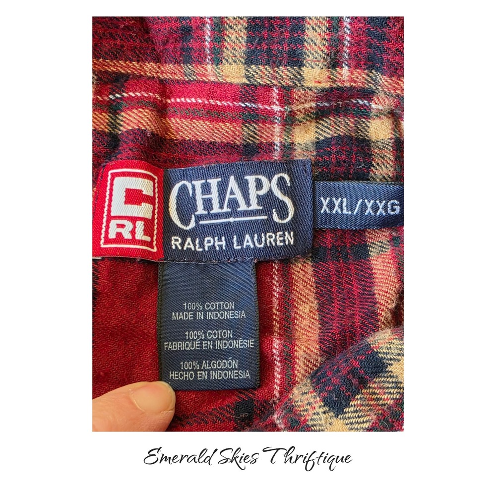 Mens chaps Ralph Lauren button down plaid shirt size XXL free shipping - Picture 5 of 5